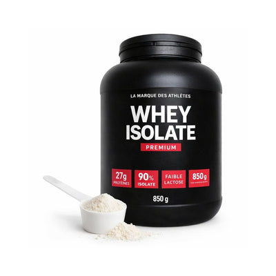 Whey Isolate Premium La Marque des Athlètes — 27g protéines par dose, microfiltration à froid, <1% lactose